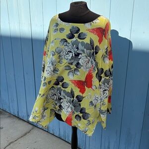 Vibrant Harari Silk Floral Butterfly Women's Tunic